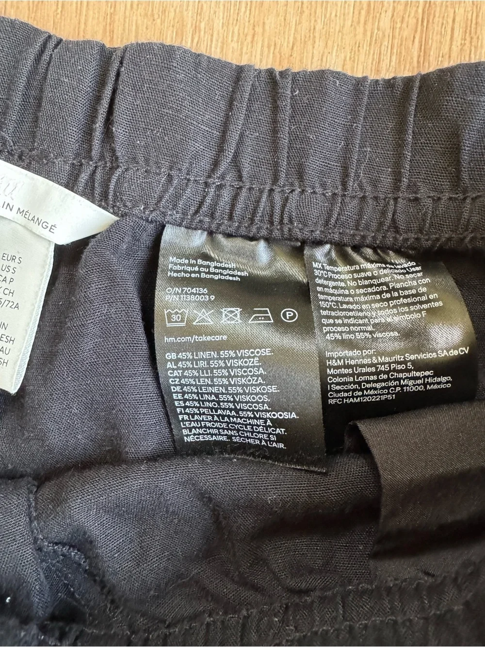H&M Black Wide Leg Linen Blend Pants